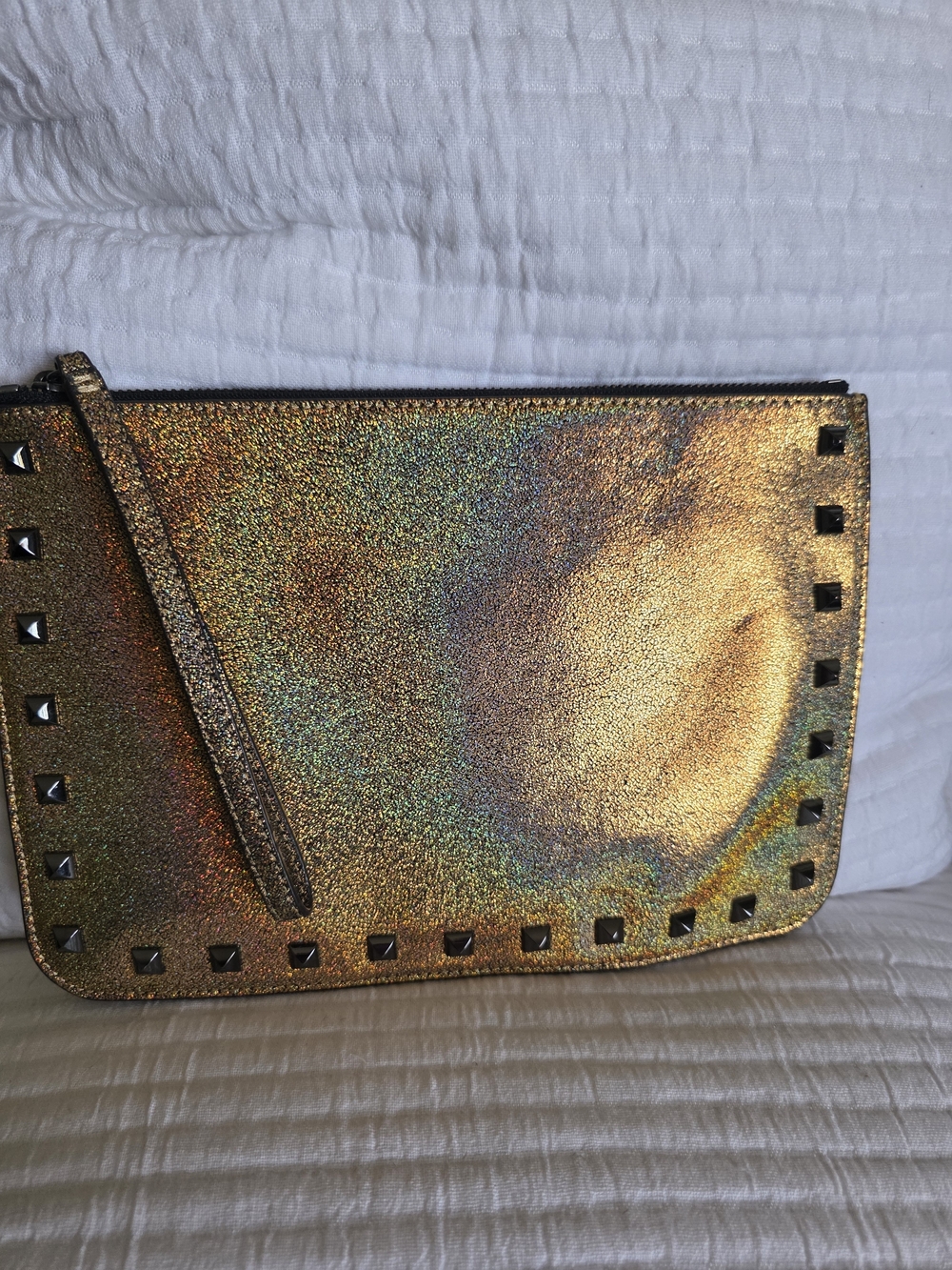 Rebecca Minkoff Iridescent Gold Studded Wristlet